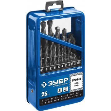 29621-H25 | Набор сверл по металлу 25 шт (d=1 - 13 мм), Проф-В, ЗУБР ПРОФЕССИОНАЛ-3