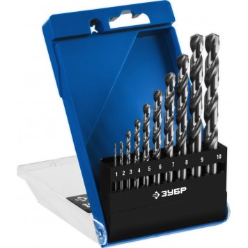 29625-H10 | Набор сверл по металлу 10 шт (d=1-10 мм), Проф-А, класс А, сталь Р6М5, ЗУБР ПРОФЕССИОНАЛ-0
