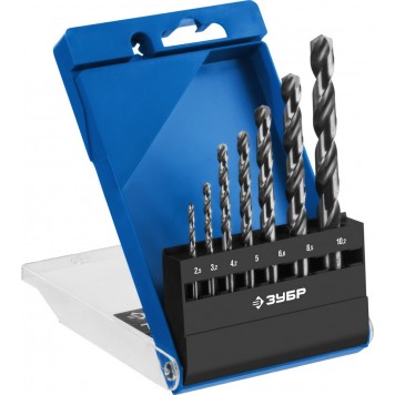 29625-H7R | Набор сверл по металлу 7 шт (d=2,5-10.2 мм), Проф-А, класс А, сталь Р6М5, резьбовой, ЗУБР ПРОФЕССИОНАЛ-0