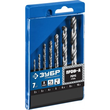 29625-H7R | Набор сверл по металлу 7 шт (d=2,5-10.2 мм), Проф-А, класс А, сталь Р6М5, резьбовой, ЗУБР ПРОФЕССИОНАЛ-3