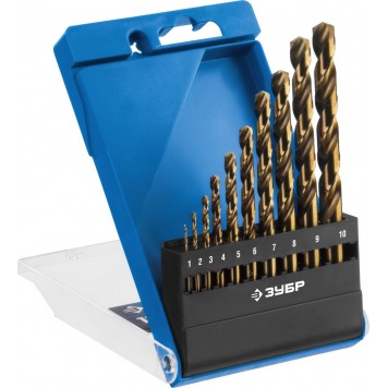 29626-H10_z01 | Набор сверл по металлу 10 шт (d=1-10 мм),, сталь Р6М5К5, класс А, ЗУБР КОБАЛЬТ-0