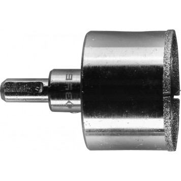 29850-53 | Коронка алмазная по кафелю и стеклу, d=53 мм, зерно Р 60, в сборе с центрирующим сверлом и имбусовым ключом, ЗУБР ПРОФЕССИОНАЛ-0