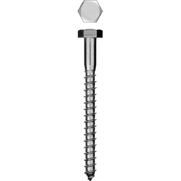 300456-10-100 | Шурупы с шестигранной головкой (DIN 571), 100 х 10 мм, 2 шт, ШДШ, ЗУБР МАСТЕР-0
