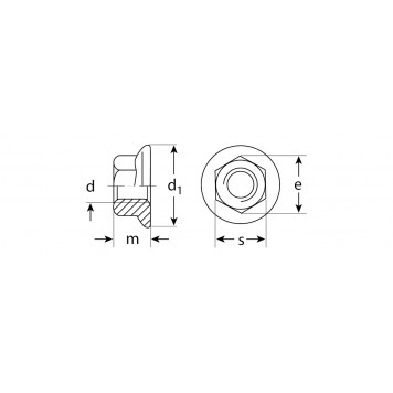 303630-10 | Гайка DIN 6923 с фланцем, M10, 5 кг, кл. пр. 8, оцинкованная, ЗУБР МАСТЕР-6