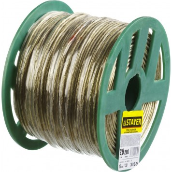30410-25 | Трос стальной в полимерной оболочке, d=2,5 мм, L=200 м, STAYER-1