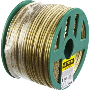 30410-40 | Трос стальной в полимерной оболочке, d=4,0 мм, L=100 м, STAYER-1
