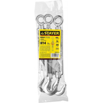 30515-14 | Талреп DIN 1480, крюк-кольцо, М14, 3 шт, оцинкованный, STAYER-1