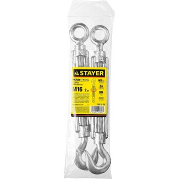 30515-16 | Талреп DIN 1480, крюк-кольцо, М16, 2 шт, оцинкованный, STAYER-1
