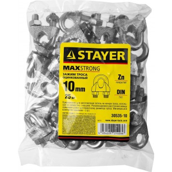 30535-10 | Зажим троса DIN 741, 10мм, 25 шт, оцинкованный, STAYER-2