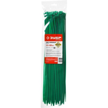309060-48-400 | Кабельные стяжки зеленые, 4.8 x 400 мм, 100 шт, нейлоновые, КС-З1, ЗУБР ПРОФЕССИОНАЛ-3