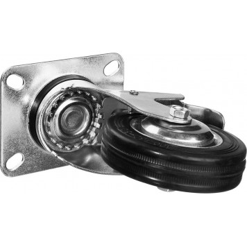 30936-100-B | Колесо поворотное c тормозом d=100 мм, г/п 70 кг, резина/металл, игольчатый подшипник, ЗУБР ПРОФЕССИОНАЛ-7