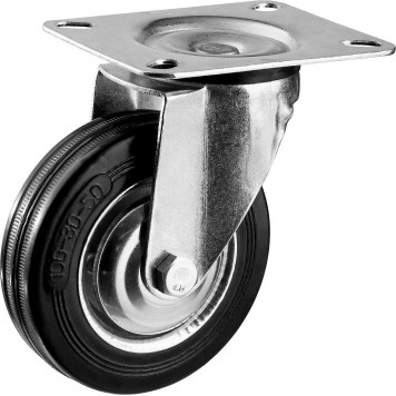 30936-100-S | Колесо поворотное d=100 мм, г/п 70 кг, резина/металл, игольчатый подшипник, ЗУБР ПРОФЕССИОНАЛ-0