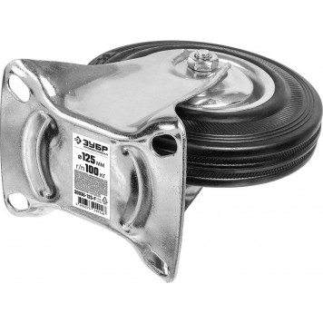 30936-125-F | Колесо неповоротное d=125 мм, г/п 100 кг, резина/металл, игольчатый подшипник, ЗУБР ПРОФЕССИОНАЛ-5