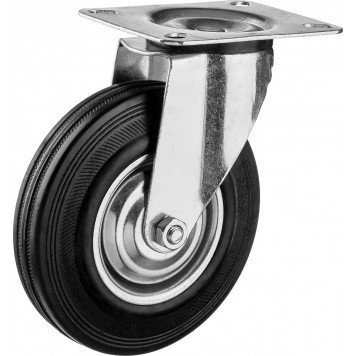 30936-125-S | Колесо поворотное d=125 мм, г/п 100 кг, резина/металл, игольчатый подшипник, ЗУБР ПРОФЕССИОНАЛ-0