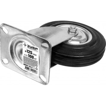30936-125-S | Колесо поворотное d=125 мм, г/п 100 кг, резина/металл, игольчатый подшипник, ЗУБР ПРОФЕССИОНАЛ-5