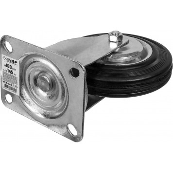 30936-160-S | Колесо поворотное d=160 мм, г/п 145 кг, резина/металл, игольчатый подшипник, ЗУБР ПРОФЕССИОНАЛ-5
