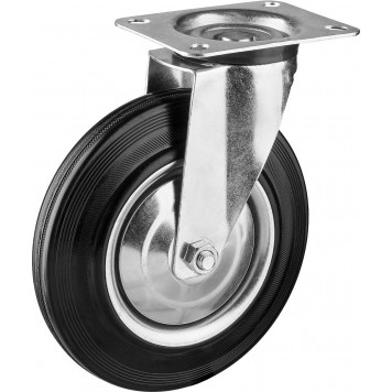 30936-200-S | Колесо поворотное d=200 мм, г/п 185 кг, резина/металл, игольчатый подшипник, ЗУБР ПРОФЕССИОНАЛ-0