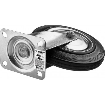 30936-200-S | Колесо поворотное d=200 мм, г/п 185 кг, резина/металл, игольчатый подшипник, ЗУБР ПРОФЕССИОНАЛ-5