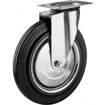 30936-250-S | Колесо поворотное d=250 мм, г/п 210 кг, резина/металл, игольчатый подшипник, ЗУБР ПРОФЕССИОНАЛ-0