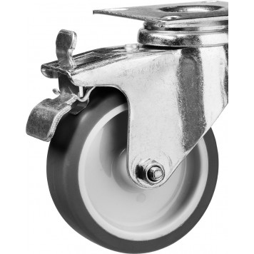 30946-75-B | Колесо поворотное с тормозом d=75 мм, г/п 60 кг, термопластич. резина/полипропилен, ЗУБР ПРОФЕССИОНАЛ-7