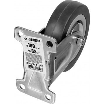 30956-100-F | Колесо неповоротное d=100 мм, г/п 65 кг, резина/полипропилен, ЗУБР МАСТЕР-5