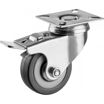 30956-50-B | Колесо поворотное с тормозом d=50 мм, г/п 35 кг, резина/полипропилен, ЗУБР МАСТЕР-0