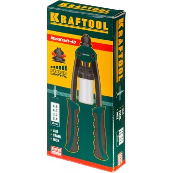 31161 | Заклепочник двуручный силовой компактный, для заклёпок d=2,4-4,8 мм из Al, стали, нерж стали, усил литой корпус, KRAFTOOL MAXKRAFT-1