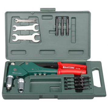 31178 | Заклепочник поворотный 0-360°, резьбовые М3, М4, М5, М6, вытяжные d=2,4-4,8 мм, штифты М4, М5, М6 из Al, стали, нерж стали, KRAFTOOL RX-33-0