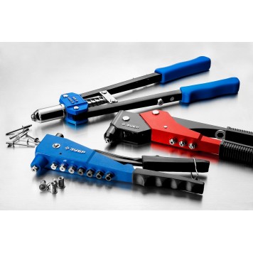 31192 | Заклепочник усиленный, d=2,4 / 3,2 / 4,0 / 4,8 мм - алюминий и сталь, d=2,4 / 3,2 / 4,0 - нерж сталь, литой корпус, ПРО-650, ЗУБР ПРОФЕССИОНАЛ-9