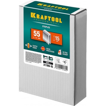 31789-15 | 15 мм скобы для степлера узкие тип 55, 5000 шт, KRAFTOOL-3