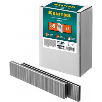 31789-25 | 25 мм скобы для степлера узкие тип 55, 5000 шт, KRAFTOOL-0