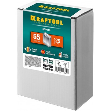 31789-25 | 25 мм скобы для степлера узкие тип 55, 5000 шт, KRAFTOOL-3