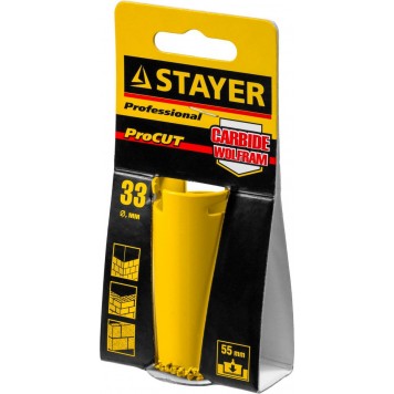 33345-33 | Коронка кольцевая с карбидно-вольфрамовой крошкой, d=33мм, STAYER PROFESSIONAL-1