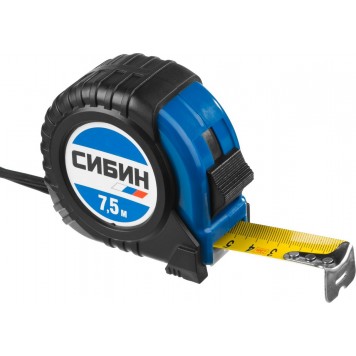 34019-08-25 | 7.5м / 25мм рулетка в ударостойком обрезиненном корпусе, СИБИН-0
