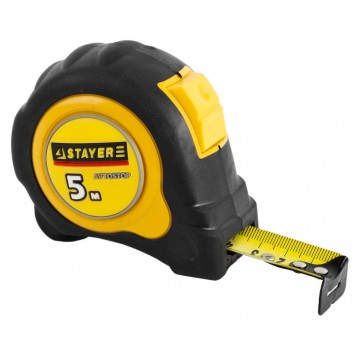 3402-5_z01 | 5м / 25мм рулетка с автостопом и ударостойким обрезиненным корпусом, STAYER OMEGA-0