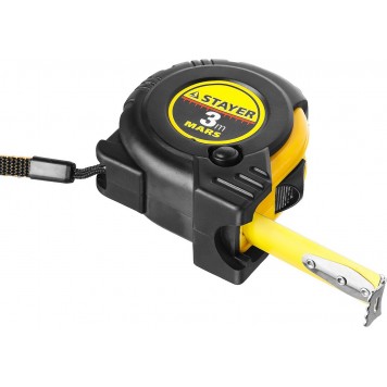 34131-03_z01 | 3м / 16мм профессиональная рулетка в ударостойком обрезиненном корпусе с двумя фиксаторами, STAYER MARS-3