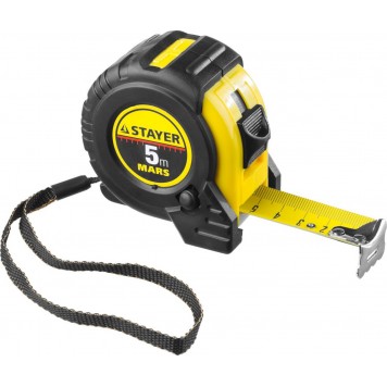 34131-05-25_z01 | 5м / 25мм профессиональная рулетка в ударостойком обрезиненном корпусе с двумя фиксаторами, STAYER MARS-0