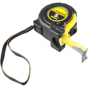 34131-05-25_z01 | 5м / 25мм профессиональная рулетка в ударостойком обрезиненном корпусе с двумя фиксаторами, STAYER MARS-2