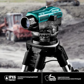 34520 | Оптический нивелир увеличение 32Х рабочий диапазон 122 м, KRAFTOOL OL-32-12