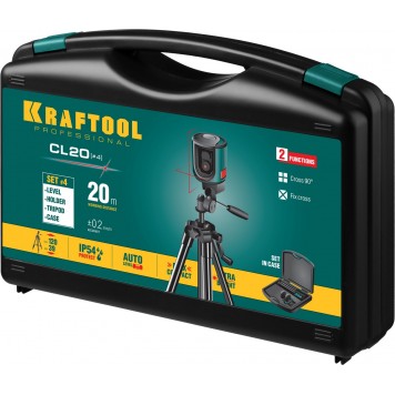 34700-4_z01 | Нивелир лазерный, 20 м, IP54, точн. +/-0,2 мм/м, держатель, штатив, в кейcе, KRAFTOOL CL 20 #4-7