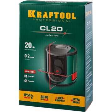 34700 | Нивелир лазерный, 20м, IP54, точн. +/-0,2 мм/м, KRAFTOOL CL 20-7