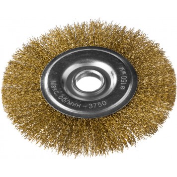 35101-150 | Щетка дисковая для УШМ, витая стальная латунированная проволока 0,3мм, 150ммх22мм, DEXX-0