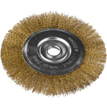 35101-200 | Щетка дисковая для УШМ, витая стальная латунированная проволока 0,3мм, 200ммх22мм, DEXX-0