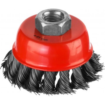 35104-065 | Щетка-крацовка чашечная для УШМ, жгутированная стальная проволока 0,5 мм, d=65 мм, MIRAX-0
