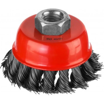 35104-080 | Щетка-крацовка чашечная для УШМ, жгутированная стальная проволока 0,5 мм, d=80 мм, MIRAX-0