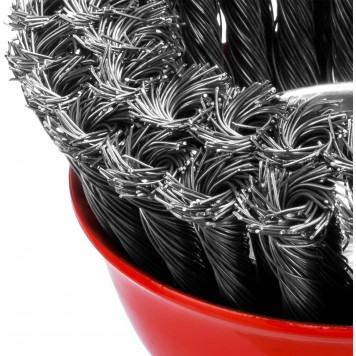 35104-120-2 | Щетка-крацовка чашечная для УШМ, двухрядная, жгутированная стальная проволока 0,5 мм, d=120 мм, MIRAX-2