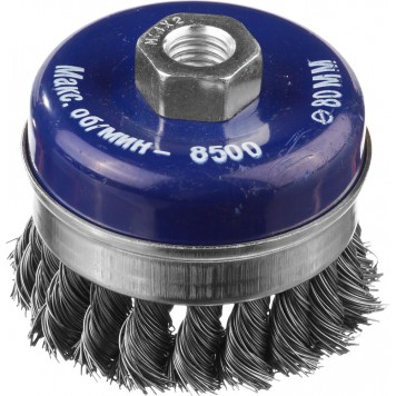 35106-080 | Щетка чашечная усиленная для УШМ, жгутированная стальная проволока 0,5мм, 80ммхМ14, DEXX-0