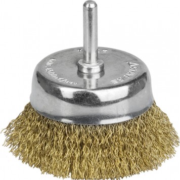 35117-075_z01 | Щетка чашечная для дрели, витая стальная латунированная проволока 0,3мм, 75мм, STAYER PROFESSIONAL-0