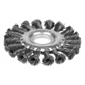 35120-100 | Щетка дисковая для УШМ, жгутированная стальная проволока 0,5мм, 100ммх22мм, STAYER PROFESSIONAL-0