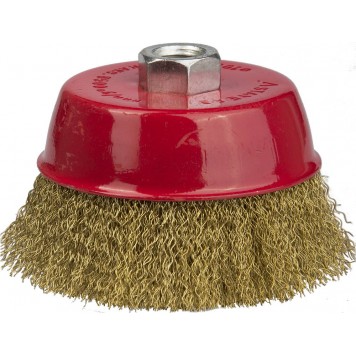 35125-100_z01 | Щетка чашечная для УШМ, витая стальная латунированная проволока 0,3мм, 100ммхМ14, STAYER PROFESSIONAL-0